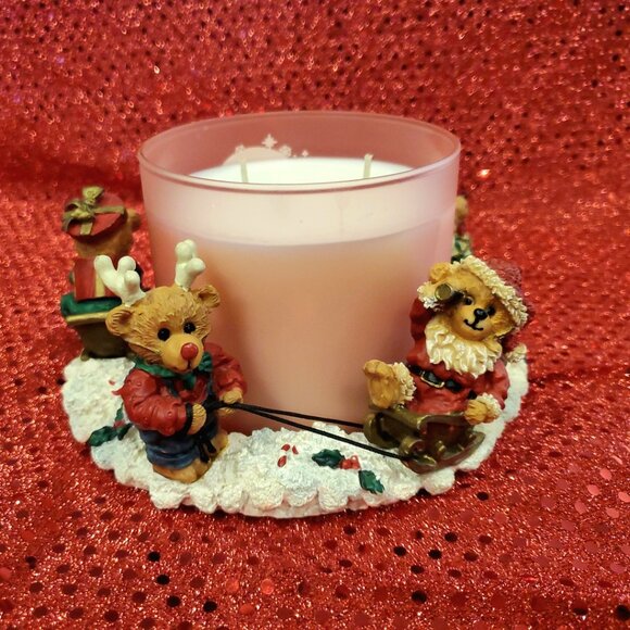 L@@K Cute Holiday Bear Candle Ring Decor Bears on Sleighs for 4" Candle Diameter - Picture 6 of 7